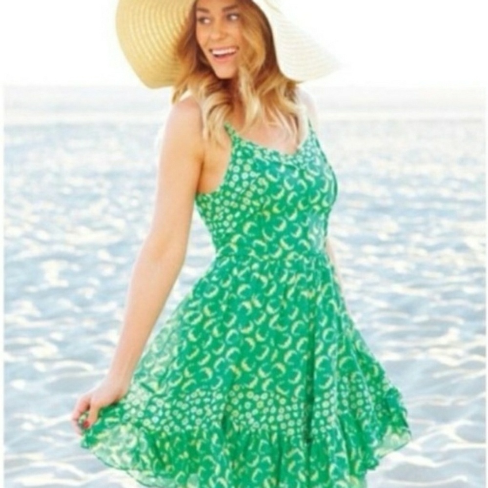 LC Lauren Conrad Green Floral Dress Sz 14